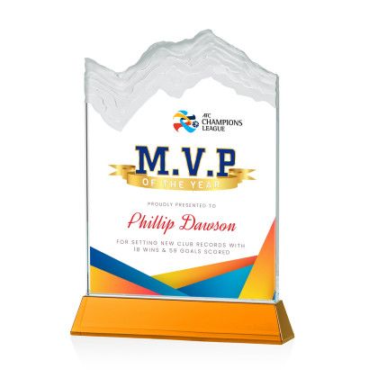 Custom Kilimanjaro Full Color Award on Amber Newhaven Base Large Custom Kilimanjaro Full Color Award on Amber Newhaven Base Large