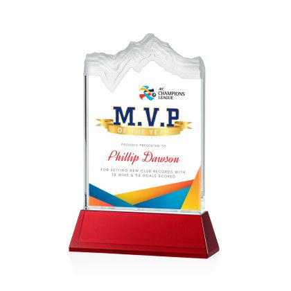 Custom Kilimanjaro Full Color Award on Red Newhaven Base Small