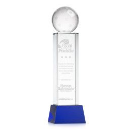 Custom Pickleball Award on Belcroft Blue Base Large - Etched - Blue Custom Pickleball Award on Belcroft Blue Base Large - Etched - Blue