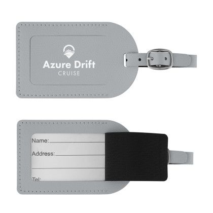 Custom Leatherette Luggage Tag - Gray Custom Leatherette Luggage Tag - Gray