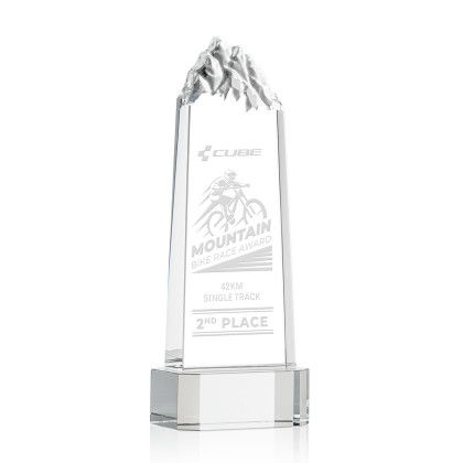 Custom Himalayas Tower Award on Clear Base Medium - Etched Custom Himalayas Tower Award on Clear Base Medium - Etched