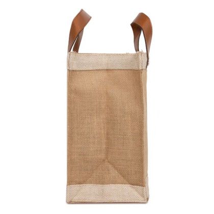 Custom Petite Jute Luxe Tote - Side View Custom Petite Jute Luxe Tote - Side View