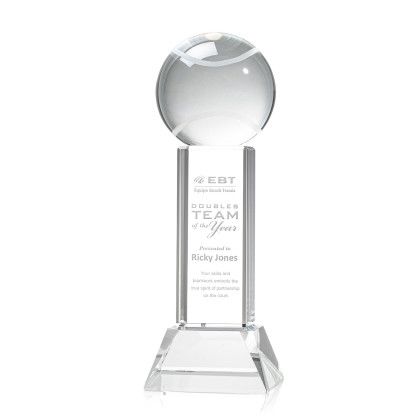 Custom Tennis Ball Award on Stowe Clear Base Medium - Etched Custom Tennis Ball Award on Stowe Clear Base Medium - Etched