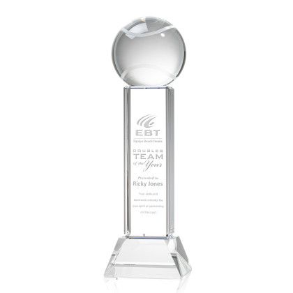Custom Tennis Ball Award on Stowe Clear Base Large - Etched Custom Tennis Ball Award on Stowe Clear Base Large - Etched