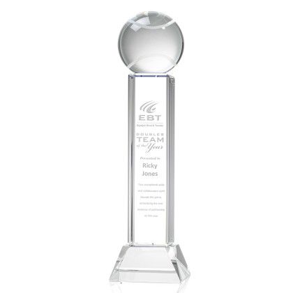 Custom Tennis Ball Award on Stowe Clear Base X-Large - Etched Custom Tennis Ball Award on Stowe Clear Base X-Large - Etched