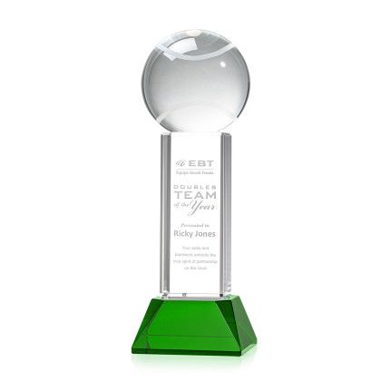 Custom Tennis Ball Award on Stowe Green Base Medium - Etched Custom Tennis Ball Award on Stowe Green Base Medium - Etched