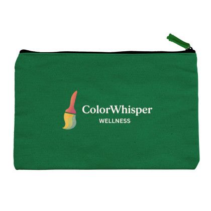 Custom Full Color 12 oz. Cotton Canvas Zippered Pouch - Green Custom Full Color 12 oz. Cotton Canvas Zippered Pouch - Green