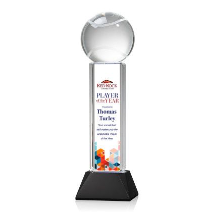 Custom Tennis Ball Full Color Award on Stowe Black Base Large Custom Tennis Ball Full Color Award on Stowe Black Base Large