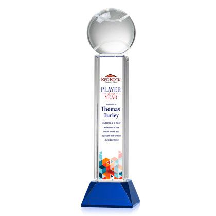 Custom Tennis Ball Full Color Award on Stowe Blue Base X-Large Custom Tennis Ball Full Color Award on Stowe Blue Base X-Large