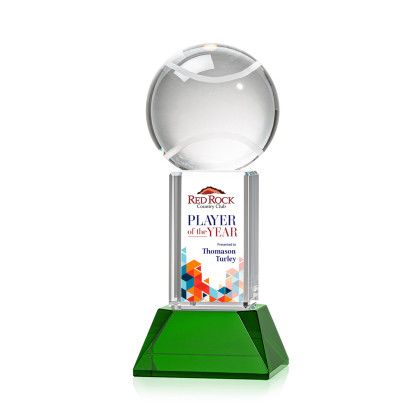 Custom Tennis Ball Full Color Award on Stowe Green Base Small