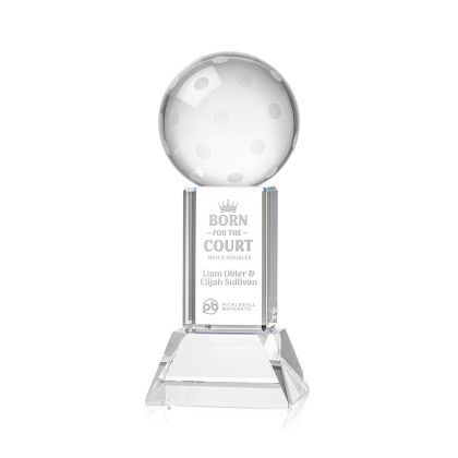Custom Small Pickleball Award on Stowe Clear Base - Etched