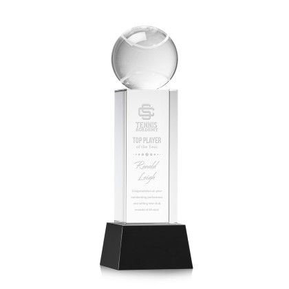 Custom Tennis Ball Award on Belcroft Black Base Medium - Etched Custom Tennis Ball Award on Belcroft Black Base Medium - Etched