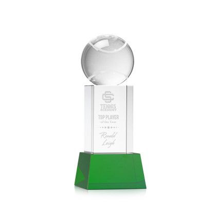 Custom Tennis Ball Award on Belcroft Green Base Small - Etched Custom Tennis Ball Award on Belcroft Green Base Small - Etched