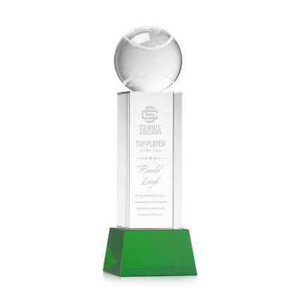 Custom Tennis Ball Award on Belcroft Green Base Medium - Etched Custom Tennis Ball Award on Belcroft Green Base Medium - Etched