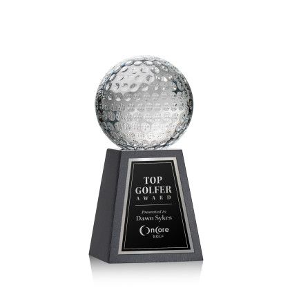 Custom Medium Golf Ball Award on Tall Marble Base - Engraved