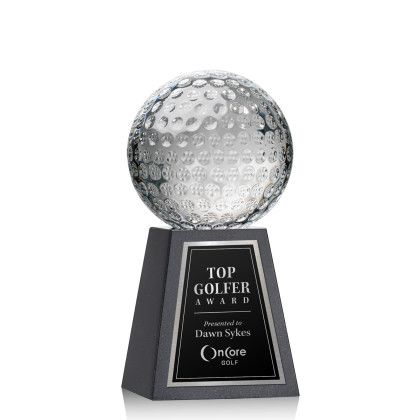 Custom Large Golf Ball Award on Tall Marble Base - Engraved Custom Large Golf Ball Award on Tall Marble Base - Engraved