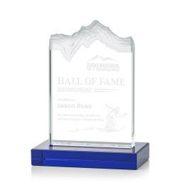 Custom Small Kilimanjaro Award Blue with Standard Base - Etched Custom Small Kilimanjaro Award Blue with Standard Base - Etched