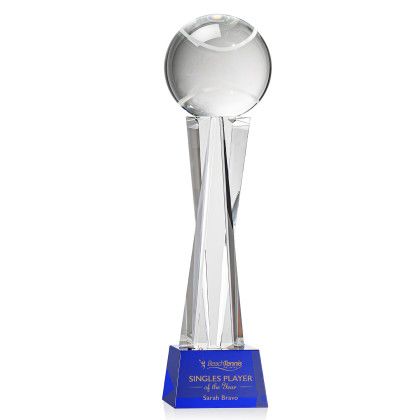 Custom Tennis Ball Award on Grafton Blue Base Large - Etched Custom Tennis Ball Award on Grafton Blue Base Large - Etched