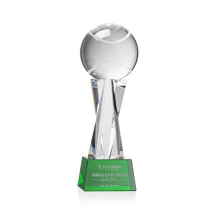 Custom Tennis Ball Award on Grafton Green Base Small - Etched Custom Tennis Ball Award on Grafton Green Base Small - Etched
