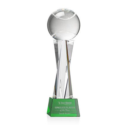 Custom Tennis Ball Award on Grafton Green Base Medium - Etched Custom Tennis Ball Award on Grafton Green Base Medium - Etched