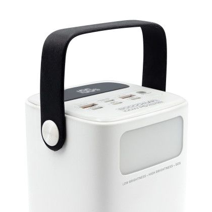 Custom Dominion, High Capacity 80,000 mAh and 100W Fast Charge Super Power Bank - Handle View 