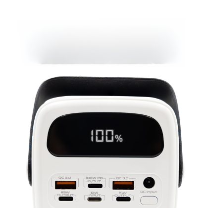 Custom Dominion, High Capacity 80,000 mAh and 100W Fast Charge Super Power Bank - Charging Points View  