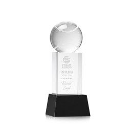 Custom Tennis Ball Award on Belcroft Black Base Small - Etched Custom Tennis Ball Award on Belcroft Black Base Small - Etched