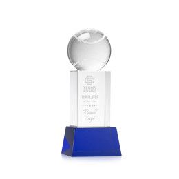 Custom Tennis Ball Award on Belcroft Blue Base Small - Etched Custom Tennis Ball Award on Belcroft Blue Base Small - Etched