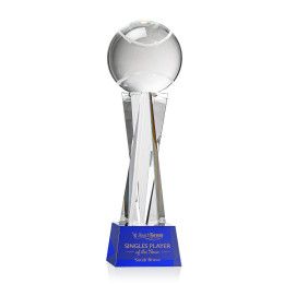 Custom Tennis Ball Award on Grafton Blue Base Medium - Etched Custom Tennis Ball Award on Grafton Blue Base Medium - Etched