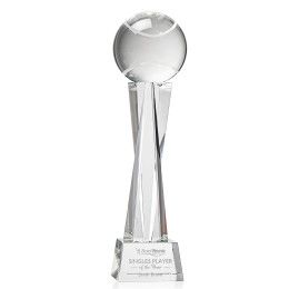 Custom Tennis Ball Award on Grafton Clear Base Large - Etched Custom Tennis Ball Award on Grafton Clear Base Large - Etched