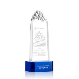 Custom Himalayas Tower Award on Blue Base Small - Etched Custom Himalayas Tower Award on Blue Base Small - Etched