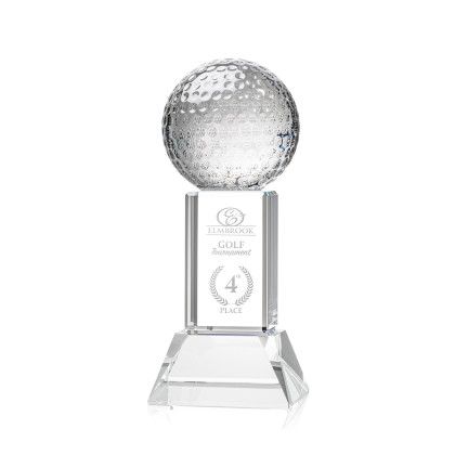 Custom Small Golf Ball Award on Stowe Clear Base - Etched Custom Small Golf Ball Award on Stowe Clear Base - Etched