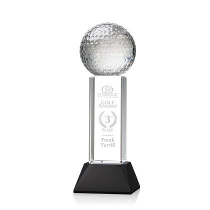 Custom Golf Ball Award on Stowe Black Base Medium - Etched Custom Golf Ball Award on Stowe Black Base Medium - Etched