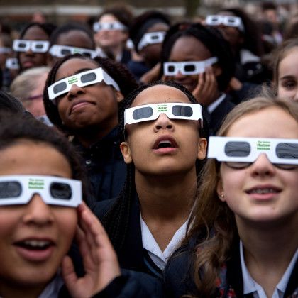 Custom Solar Eclipse Glasses - White Lifestyle View Custom Solar Eclipse Glasses - White Lifestyle View
