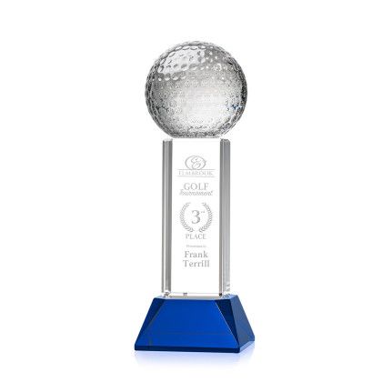 Custom Golf Ball Award on Stowe Blue Base Medium - Etched Custom Golf Ball Award on Stowe Blue Base Medium - Etched