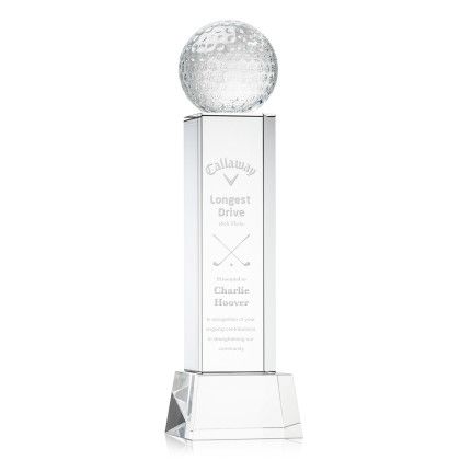 Custom Golf Ball Award on Belcroft Clear Base Large - Etched Custom Golf Ball Award on Belcroft Clear Base Large - Etched