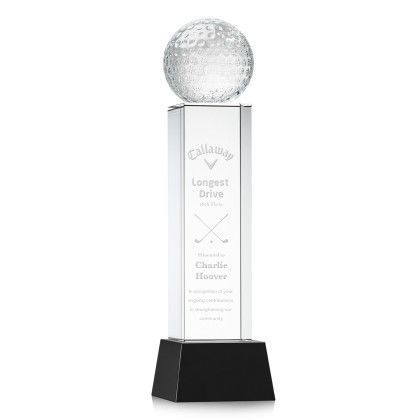Custom Golf Ball Award on Belcroft Black Base Large - Etched Custom Golf Ball Award on Belcroft Black Base Large - Etched