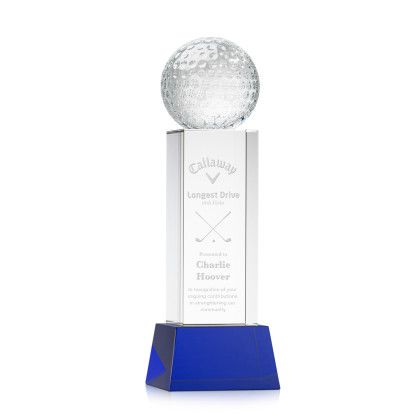 Custom Golf Ball Award on Belcroft Blue Base Medium - Etched Custom Golf Ball Award on Belcroft Blue Base Medium - Etched