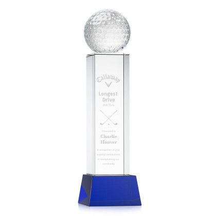 Custom Golf Ball Award on Belcroft Blue Base Large - Etched Custom Golf Ball Award on Belcroft Blue Base Large - Etched