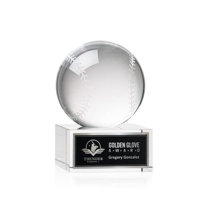 Custom Small Baseball Award on Hancock Base - Engraved Custom Small Baseball Award on Hancock Base - Engraved