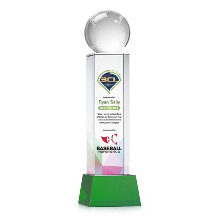 Custom Large Baseball Full Color Award on Belcroft Green Base Custom Large Baseball Full Color Award on Belcroft Green Base