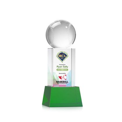 Custom Small Baseball Full Color Award on Belcroft Green Base Custom Small Baseball Full Color Award on Belcroft Green Base