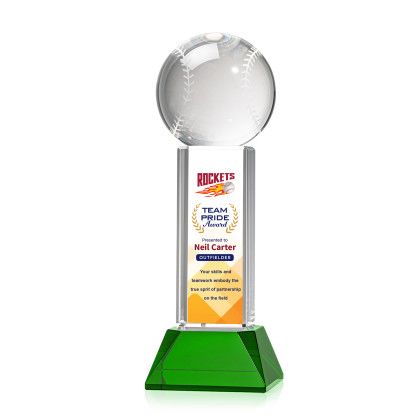 Custom Medium Baseball Full Color Award on Stowe Green Base Custom Medium Baseball Full Color Award on Stowe Green Base