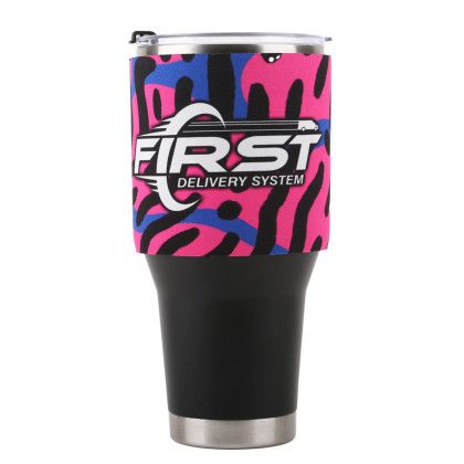 Custom Full Color 40 oz Neoprene Tumbler Koozie Sleeve - Front View