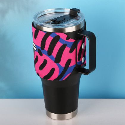 Custom Full Color 40 oz Neoprene Tumbler Koozie Sleeve - Side View