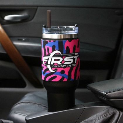 Custom Full Color 40 oz Neoprene Tumbler Koozie Sleeve - Lifestyle View