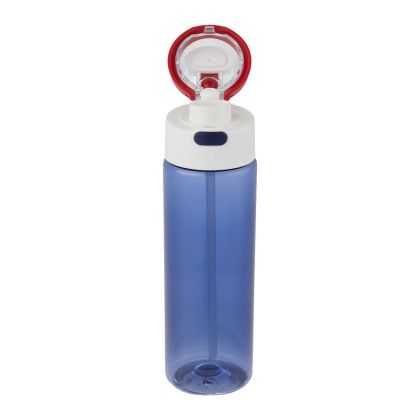 Custom Ella 24 oz rPET Flip Straw Bottle - USA Front Open View 