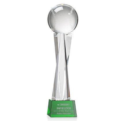 Custom Baseball Award on Grafton Green Base Large - Etched