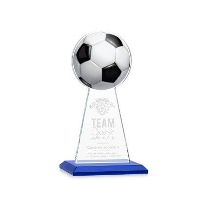 Custom Edenwood Soccer Award Blue Base Small - Etched Custom Edenwood Soccer Award Blue Base Small - Etched