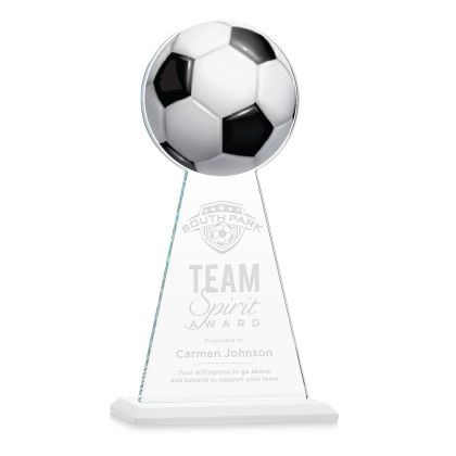 Custom Edenwood Soccer Award White Base Large - Etched Custom Edenwood Soccer Award White Base Large - Etched
